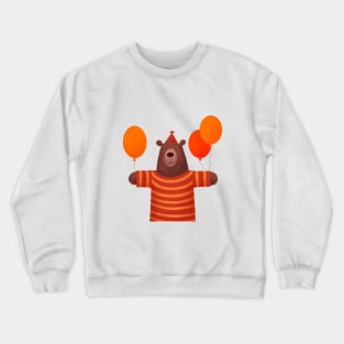 Funny bear with party ballons Crewneck Sweatshirt